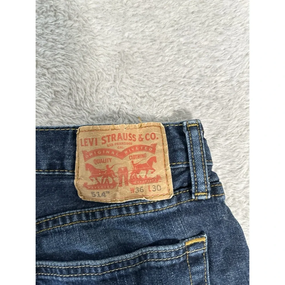 Levi's‎ 514 Mens Slim Straight Denim Blue Jeans Pants Size 36x30 Distressed